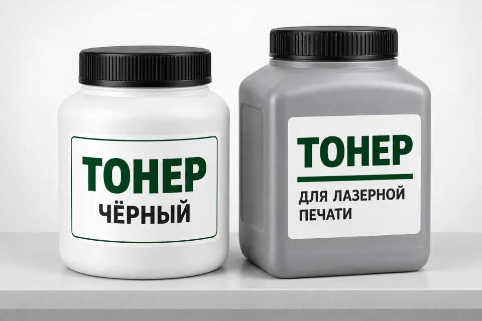 Две закрытые банки тонера без указания производителя
